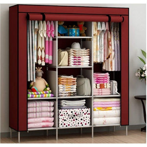 3 Door Fancy & Portable|Foldable Closet Wardrobe Storage Organizer With Shelves Foe Multi Purpose