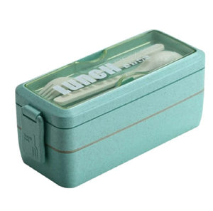 Bento Lunch Box For Adults/kids|2-layer Leak-proof Wheat Straw|Meal Prep Container With Utensils|Bpa-free| Microwave & Dishwasher Safe